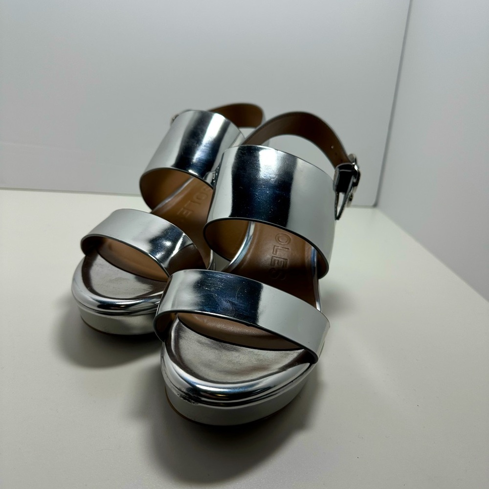 Aerosoles Camera Platform silver sandals